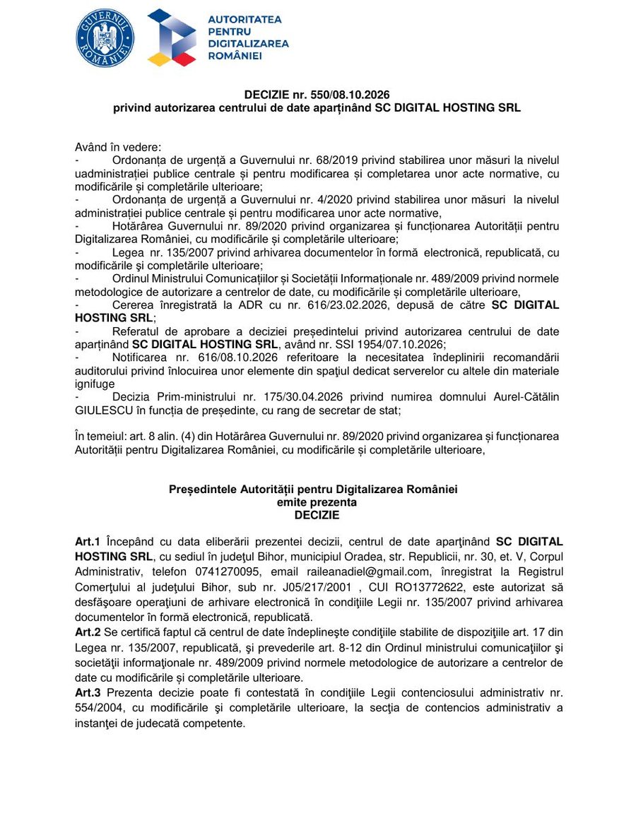 Decizia ADR nr. 550/08.10.2026